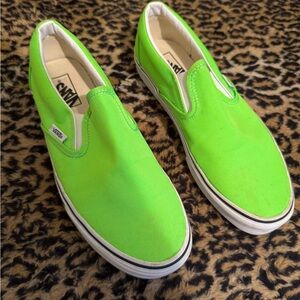 Neon Green Slide On Vans size men’s 9 womens 10.5